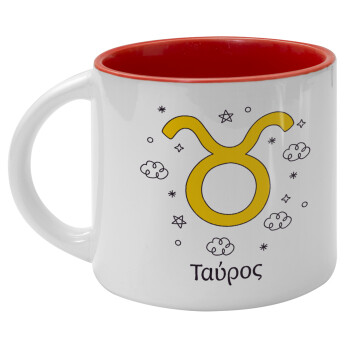 Ζώδια Ταύρος, Κούπα κεραμική 400ml Λευκή/Κόκκινη