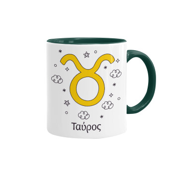 Ζώδια Ταύρος, Mug colored green, ceramic, 330ml