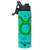 Metallic water bottle with safety lid, 850ml aluminum