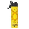 Metallic water bottle with safety lid, 850ml aluminum