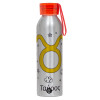 Aluminum Sports Bottle 650ml – Silver with Red Cap and Silicone Strap