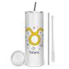 Tumbler stainless steel 600ml, with metal straw & cleaning brush