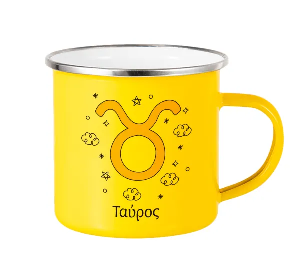 Ζώδια Ταύρος — Yellow Enamel Metallic Cup 360ml