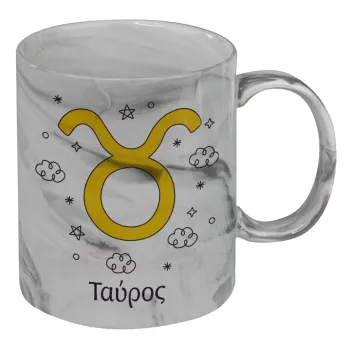 Ζώδια Ταύρος, Mug ceramic marble style, 330ml