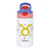 Children's hot water bottle, stainless steel, with safety straw, pink/purple (350ml)