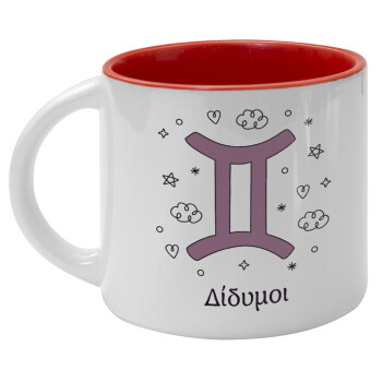 Ζώδια Δίδυμοι, Κούπα κεραμική 400ml Λευκή/Κόκκινη