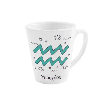 Ζώδια Υδροχόος, Κούπα κωνική Latte Λευκή, κεραμική, 300ml