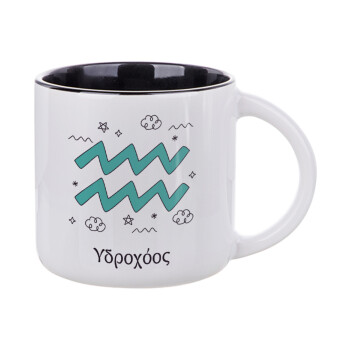 Ζώδια Υδροχόος, Κούπα κεραμική 400ml Λευκή/Μαύρη
