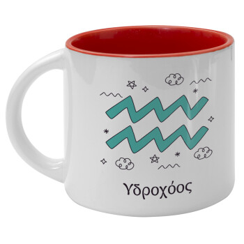 Ζώδια Υδροχόος, Κούπα κεραμική 400ml Λευκή/Κόκκινη