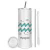 Tumbler stainless steel 600ml, with metal straw & cleaning brush
