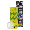 Neon Yellow Travel Tumbler, with metal straw (Stainless steel 304 Food grade, BPA free, 600ml)
