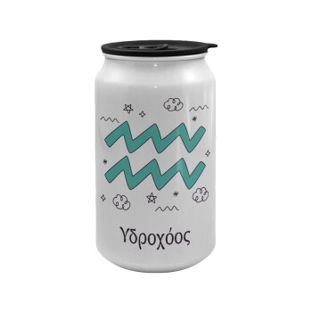 Ζώδια Υδροχόος, Κούπα ταξιδιού μεταλλική με καπάκι (tin-can) 500ml
