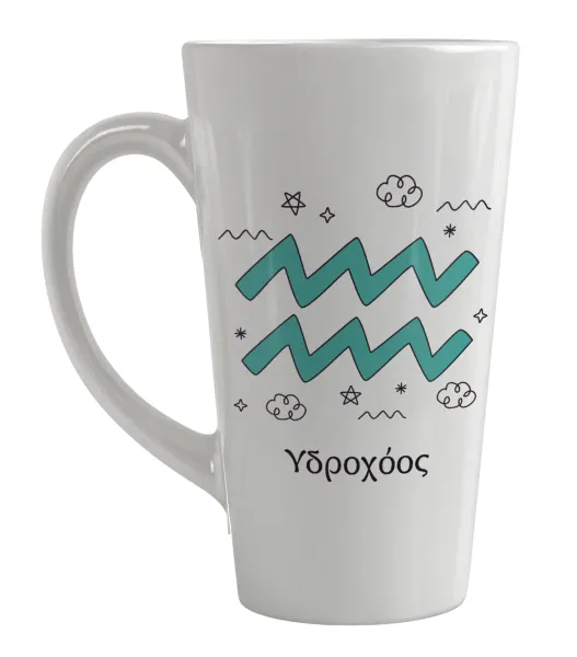 Ζώδια Υδροχόος — Large tapered latte mug, ceramic, 450ml