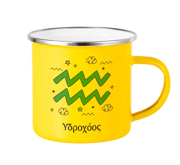 Ζώδια Υδροχόος — Yellow Enamel Metallic Cup 360ml