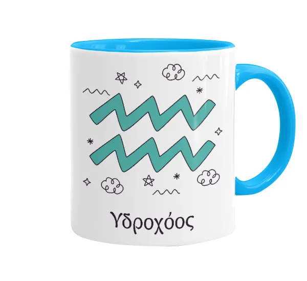 Ζώδια Υδροχόος — Mug colored light blue, ceramic, 330ml