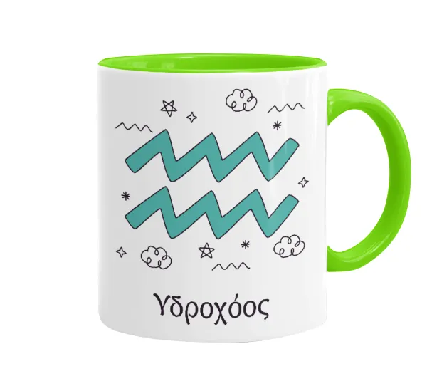 Ζώδια Υδροχόος — Mug colored light green, ceramic, 330ml