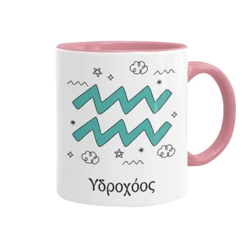 Ζώδια Υδροχόος, Mug colored pink, ceramic, 330ml