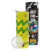 Neon Yellow Travel Tumbler θερμό, μεταλλικό καλαμάκι(Ανωξείδωτο 304 Food grade, BPA free, 600ml)
