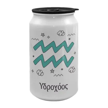 Ζώδια Υδροχόος, Κούπα ταξιδιού μεταλλική με καπάκι (tin-can) 500ml