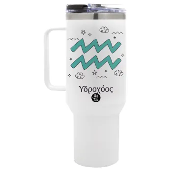 Ζώδια Υδροχόος, Mega Tumbler με καπάκι, διπλού τοιχώματος (θερμό) 1,2L