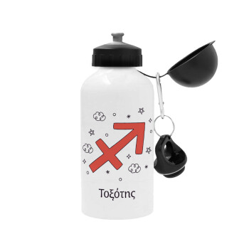 Ζώδια Τοξότης, Metal water bottle, White, aluminum 500ml