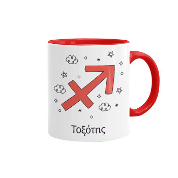 Ζώδια Τοξότης, Mug colored red, ceramic, 330ml
