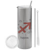 Tumbler stainless steel Silver 600ml, with metal straw & cleaning brush
