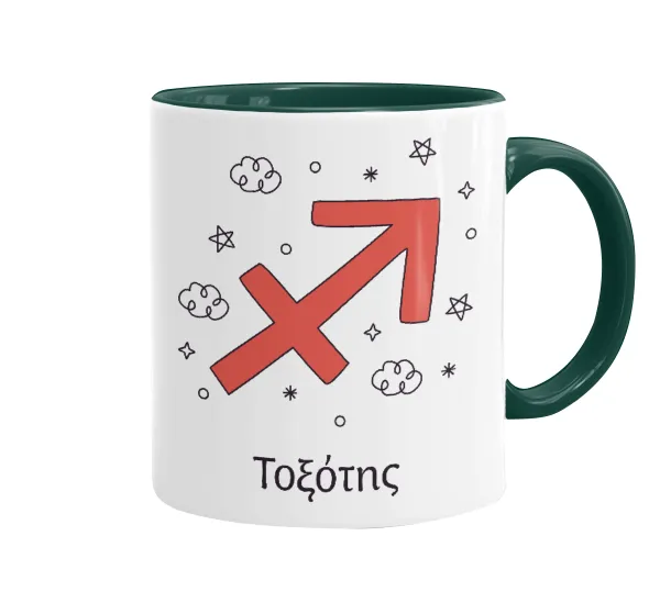 Ζώδια Τοξότης — Mug colored green, ceramic, 330ml