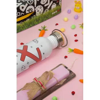 Ζώδια Τοξότης, Πασχαλινή Λαμπάδα με παγούρι μεταλλικό (620ml, stainless steel) & κερί αρωματικό πλακέ (30cm) (ΡΟΖ)