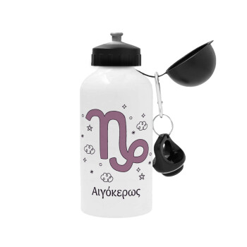 Ζώδια Αιγόκερως, Metal water bottle, White, aluminum 500ml