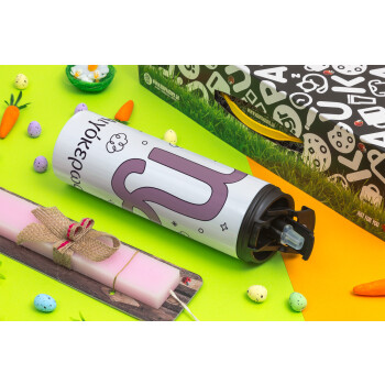 Ζώδια Αιγόκερως, Easter candle,Travel Tumbler 2 Lids, with metal straw & cleaning brush & aromatic flat candle (30cm) (PINK)