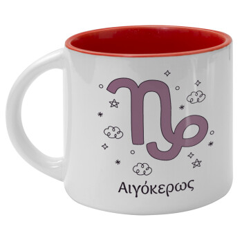 Ζώδια Αιγόκερως, Κούπα κεραμική 400ml Λευκή/Κόκκινη