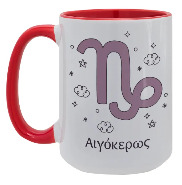 Ζώδια Αιγόκερως — Mega mug 15oz, red ceramic, 450ml