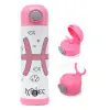 Children's hot water bottle, stainless steel, with safety straw, PINK (500ml)