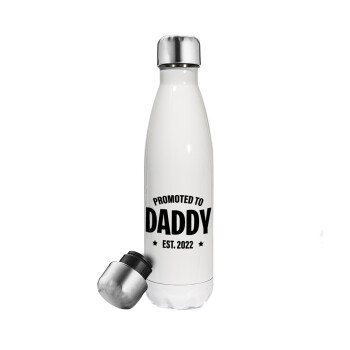 Promoted to Daddy, Metal mug thermos White (Stainless steel), double wall, 500ml