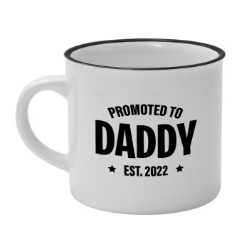 Promoted to Daddy, Κούπα κεραμική vintage Λευκή/Μαύρη 230ml