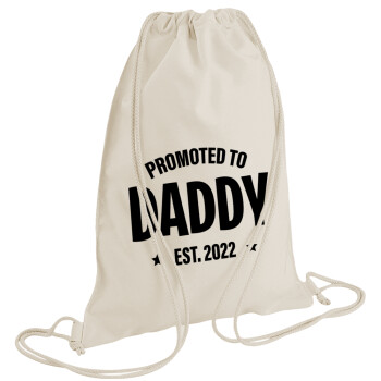 Promoted to Daddy, Τσάντα πλάτης πουγκί GYMBAG natural (28x40cm)