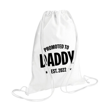 Promoted to Daddy, Τσάντα πλάτης πουγκί GYMBAG λευκή (28x40cm)