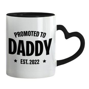 Promoted to Daddy, Mug heart black handle, ceramic, 330ml