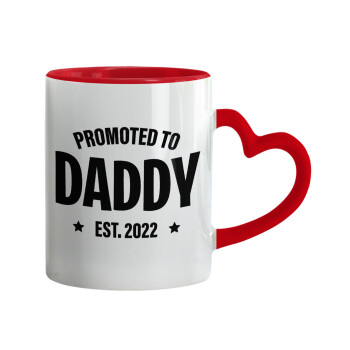 Promoted to Daddy, Mug heart red handle, ceramic, 330ml