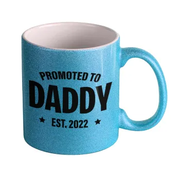 Promoted to Daddy, Κούπα Σιέλ Glitter που γυαλίζει, κεραμική, 330ml