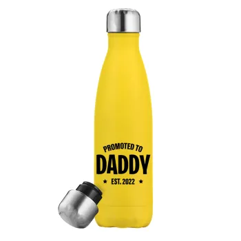 Promoted to Daddy, Yellow Stainless Steel Metallic Thermos, double-walled, 500ml