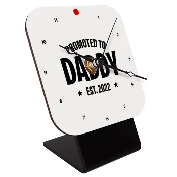 Promoted to Daddy, Quartz Wooden table clock with hands (10cm)