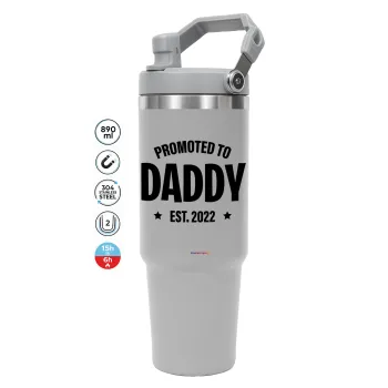Promoted to Daddy, GREY color, 890ml (30oz) stainless Steel Tumbler with Handle