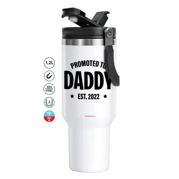 Promoted to Daddy, Mega Stainless steel Tumbler with lid, double wall 1,2L