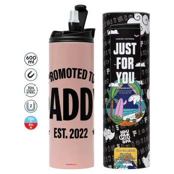 Promoted to Daddy, Tumbler stainless steel PINK 600ml
