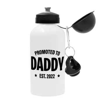 Promoted to Daddy, Μεταλλικό παγούρι νερού, Λευκό, αλουμινίου 500ml