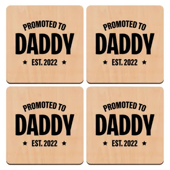 Promoted to Daddy, ΣΕΤ x4 Σουβέρ ξύλινα τετράγωνα plywood (9cm)