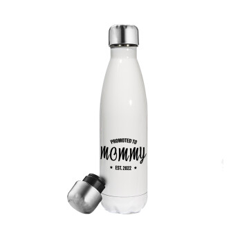 Promoted to Mommy, Metal mug thermos White (Stainless steel), double wall, 500ml