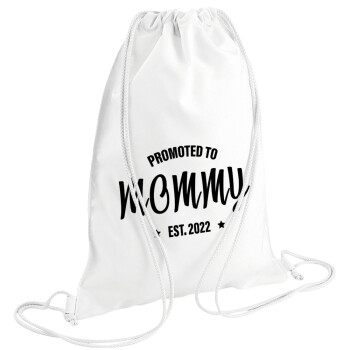 Promoted to Mommy, Τσάντα πλάτης πουγκί GYMBAG λευκή (28x40cm)